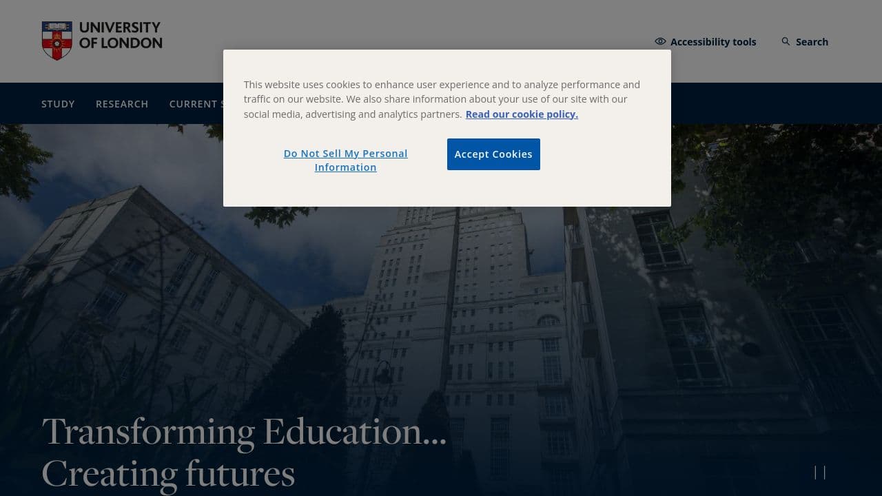 university of london website screenshot