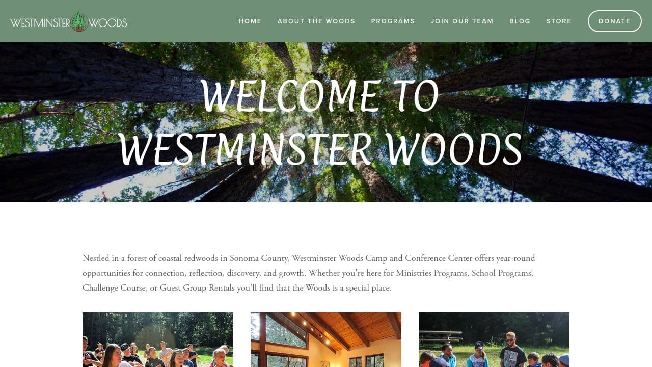 Westminster Woods  website screenshot