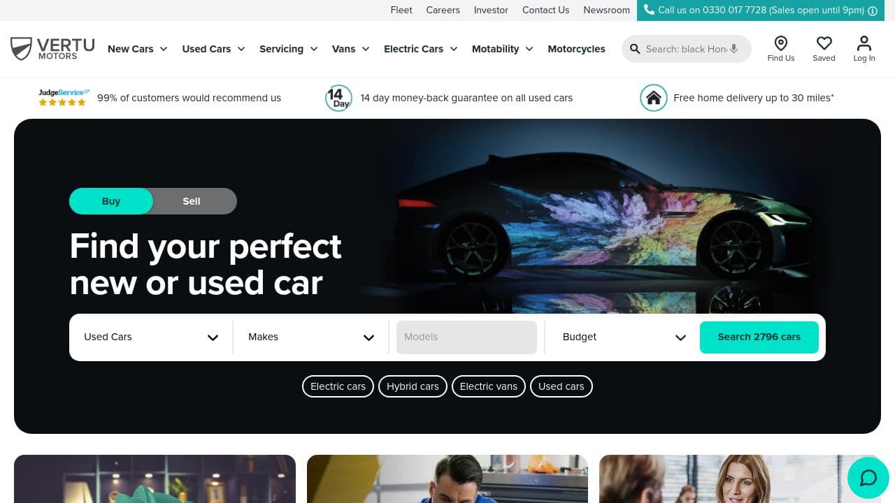 Vertu Motors plc website screenshot