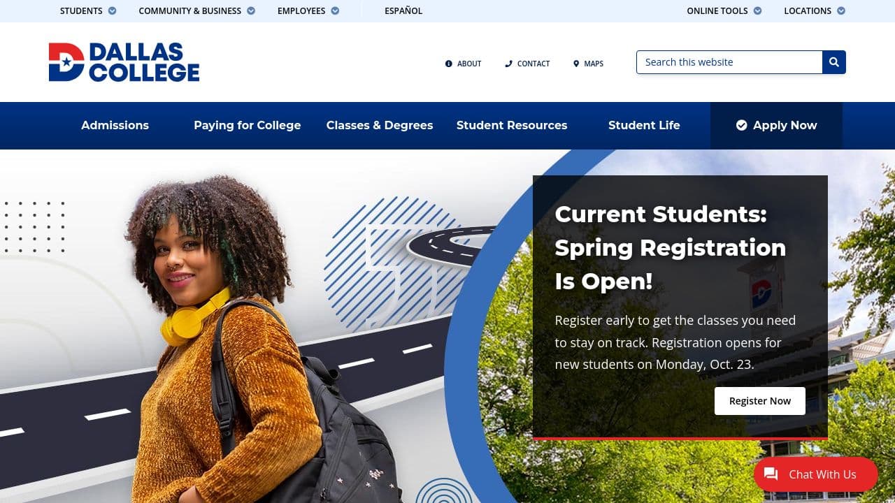 Dallas College website screenshot