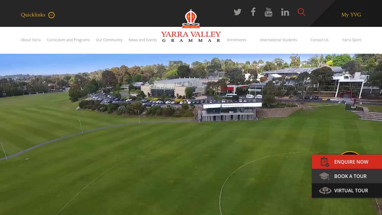 Yarra Valley Grammar website screenshot