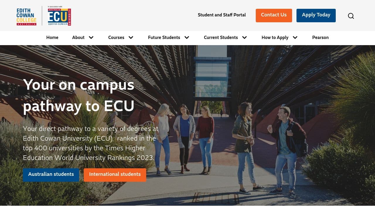 Edith Cowan College website screenshot
