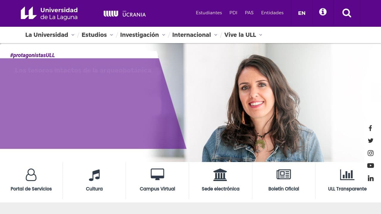 Universidad de La Laguna website screenshot