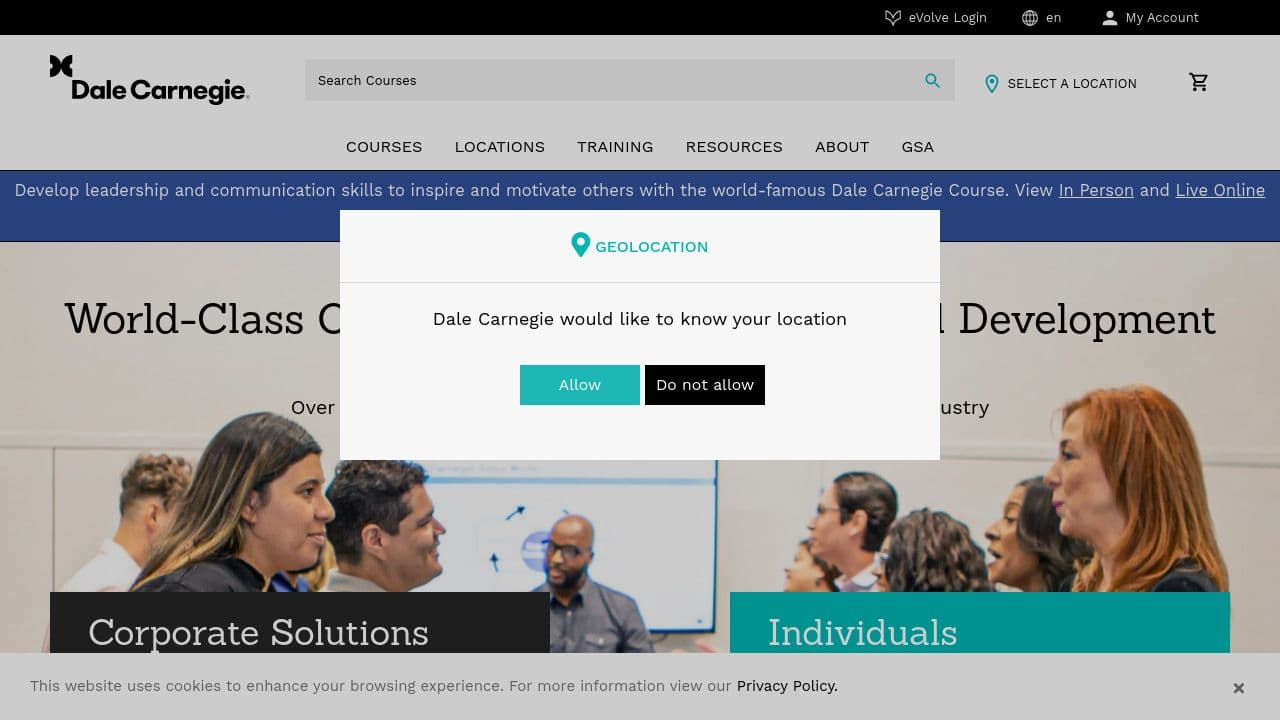 dale carnegie training website screenshot