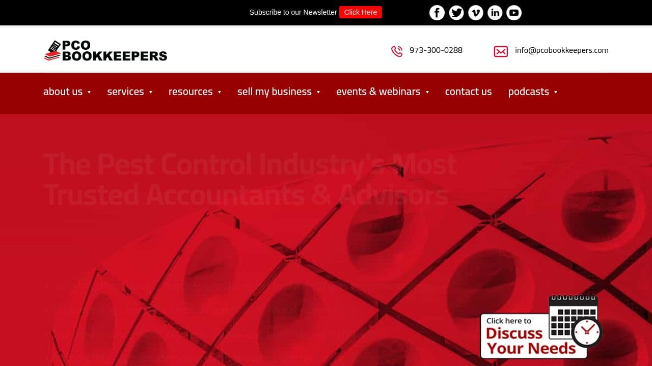 PCO Bookkeepers & M&A Specialists website screenshot