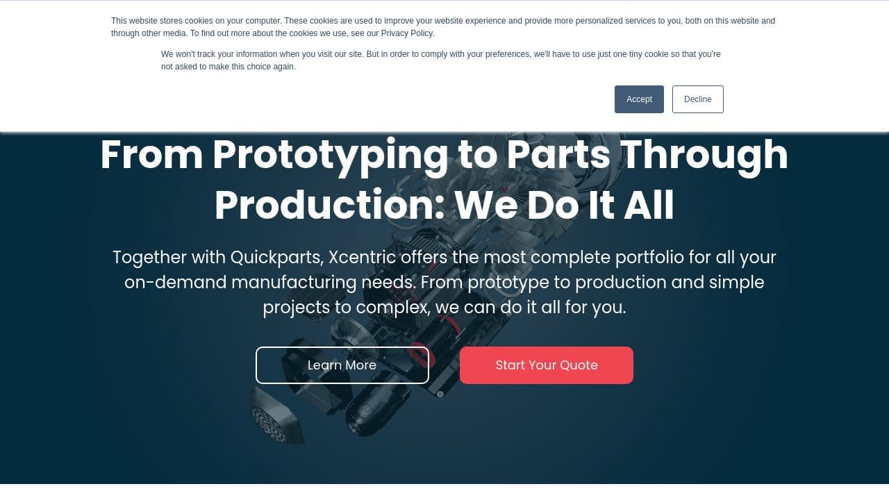 Xcentric Mold & Engineering website screenshot