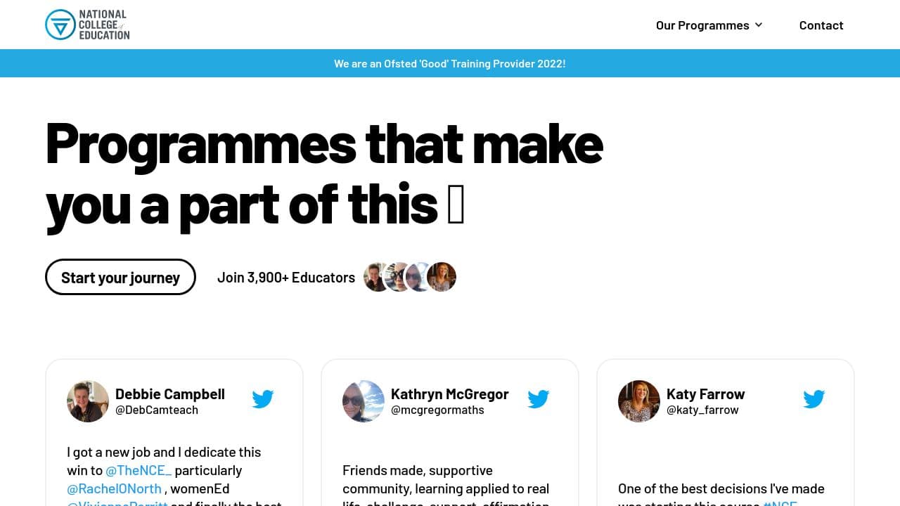 National College of Education website screenshot