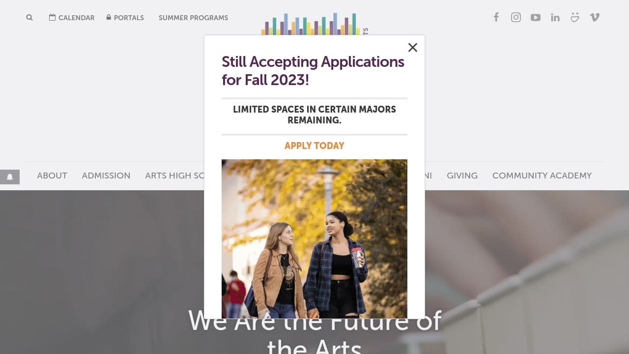 Walnut Hill School for the Arts website screenshot
