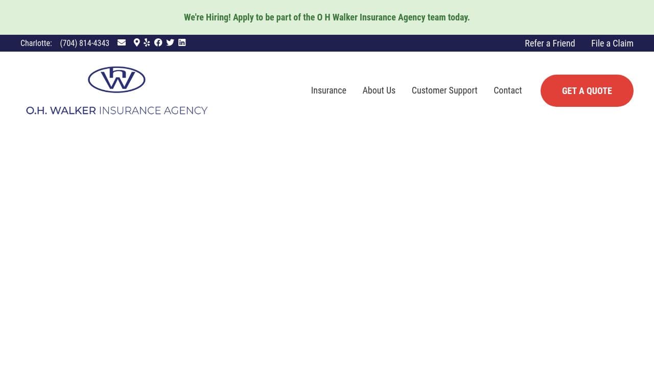 O H Walker Insurance Agency website screenshot