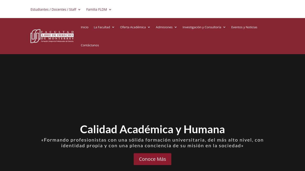 Facultad Libre de Derecho de Monterrey website screenshot