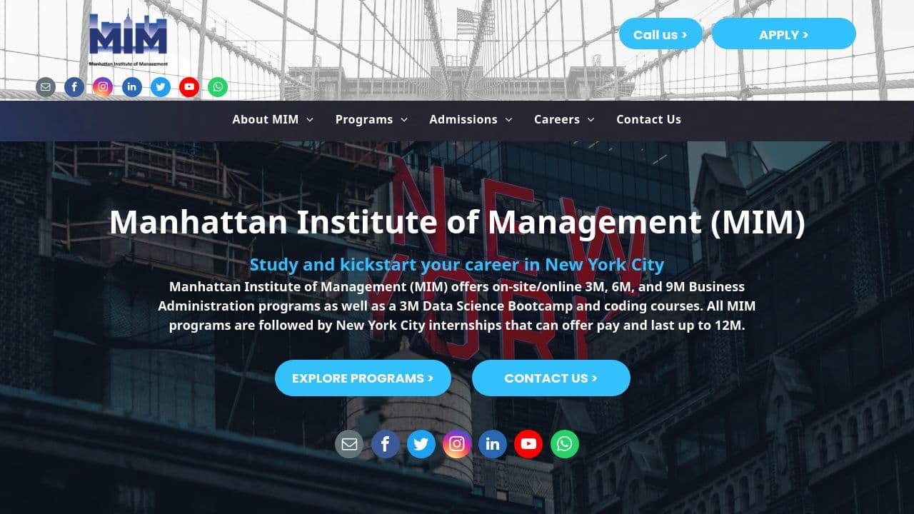 Manhattan Institute of Management website screenshot