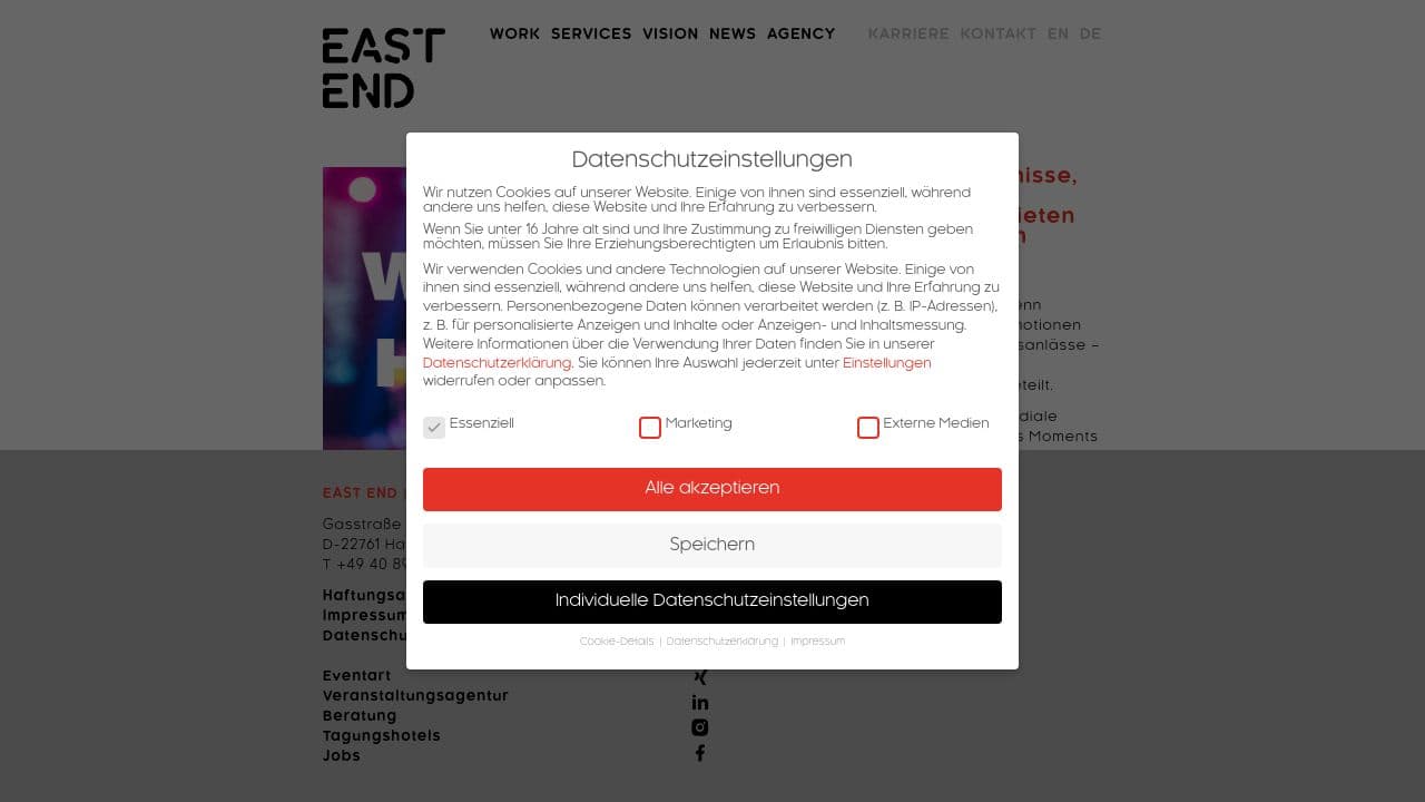 EAST END COMMUNICATIONS GmbH website screenshot