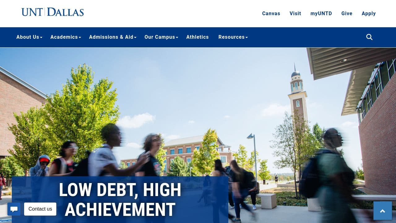 University of North Texas at Dallas website screenshot