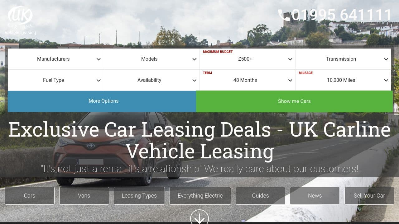UK Carline Limited Vehicle Leasing website screenshot