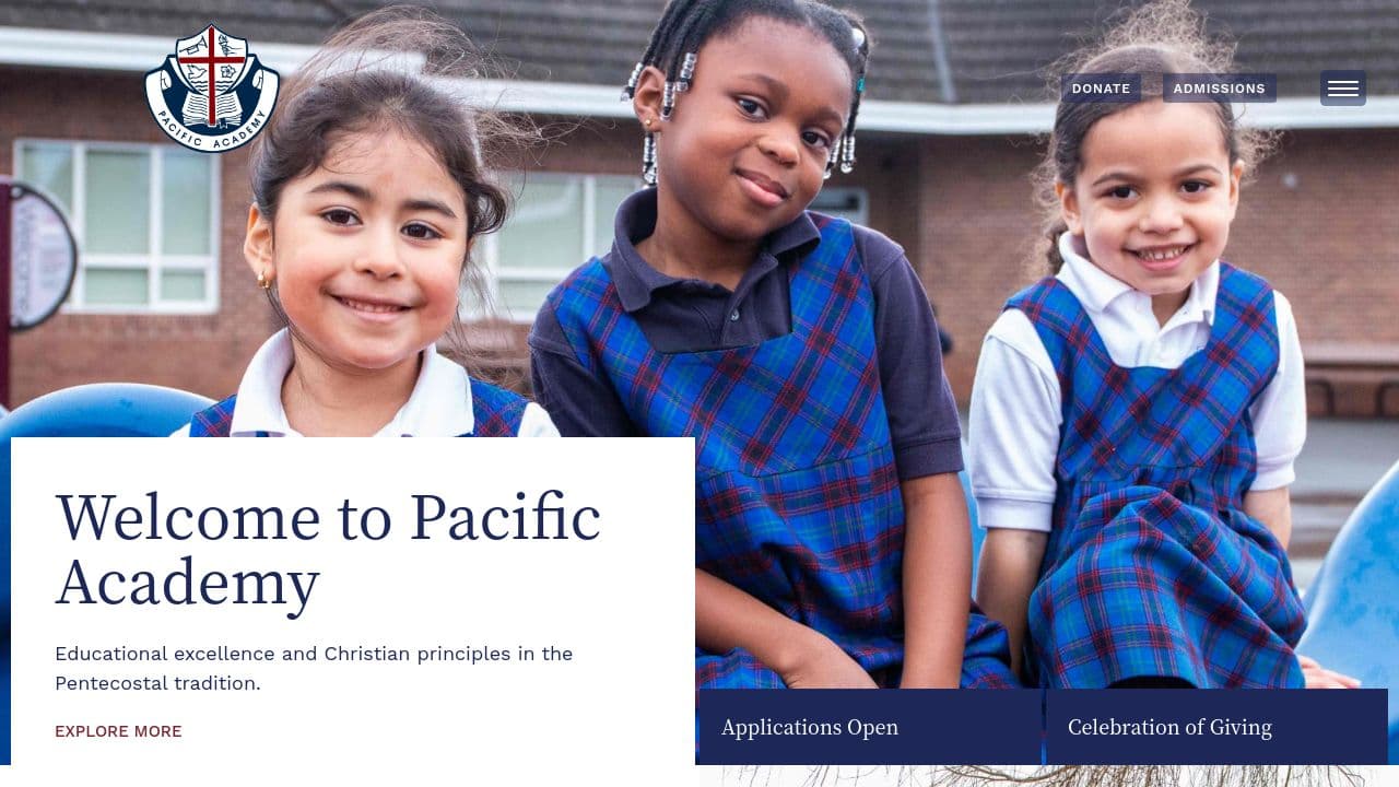 Pacific Academy website screenshot