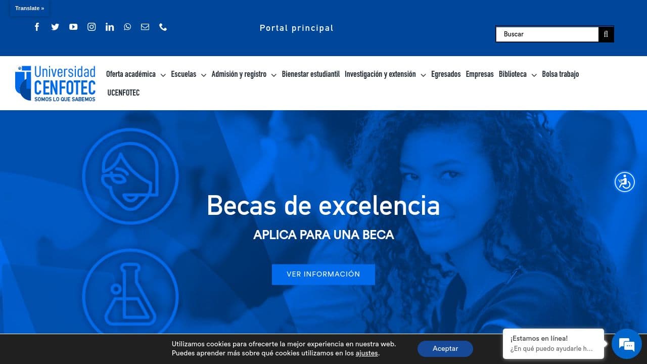 Universidad Cenfotec website screenshot