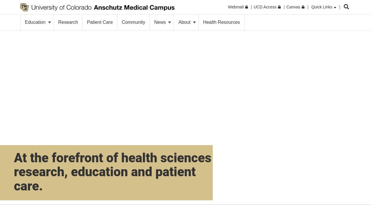 University of Colorado Anschutz Medical Campus website screenshot