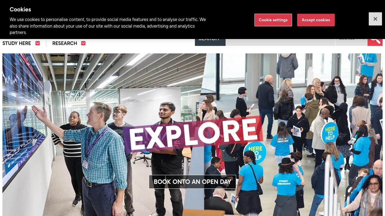 University of Brighton website screenshot