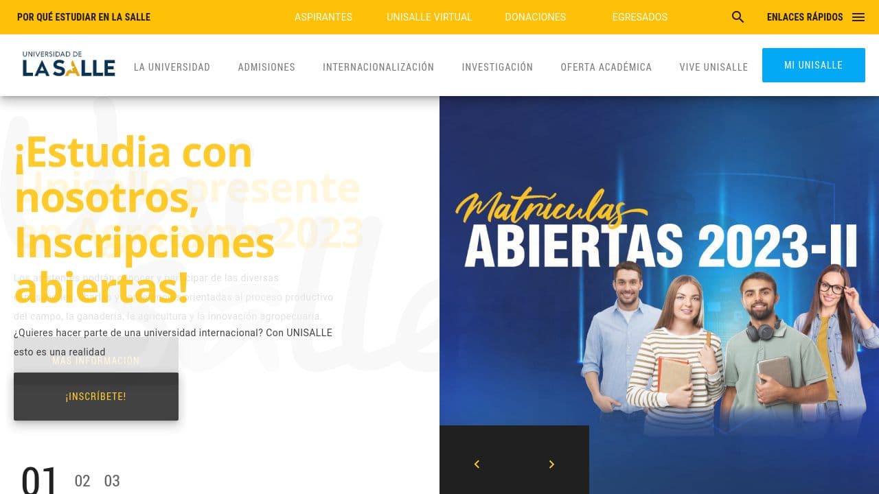 Universidad de La Salle website screenshot