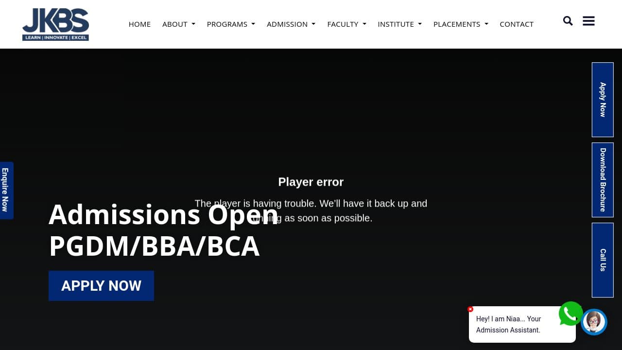 JK Business School website screenshot