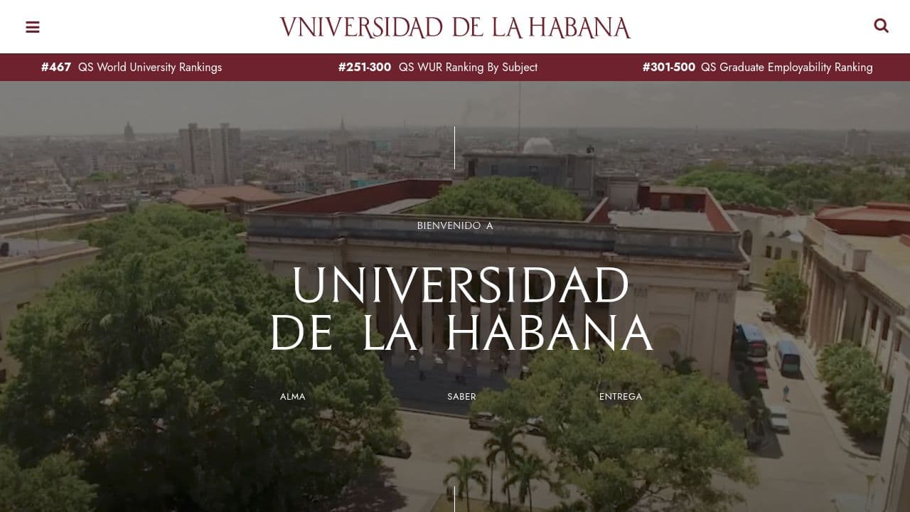 University of Havana website screenshot