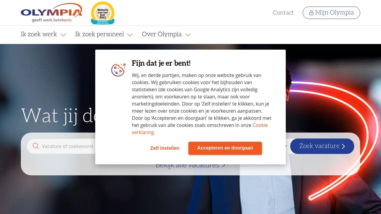 Olympia website screenshot