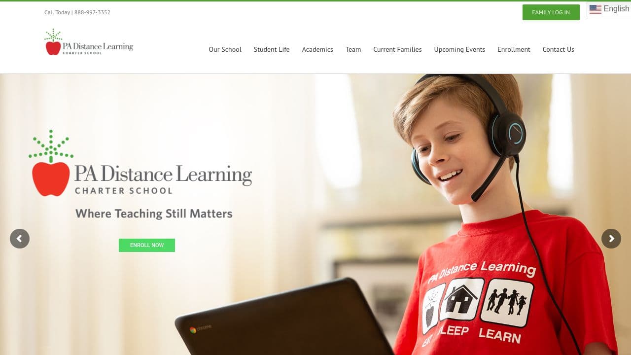 PA Distance Learning Charter School website screenshot