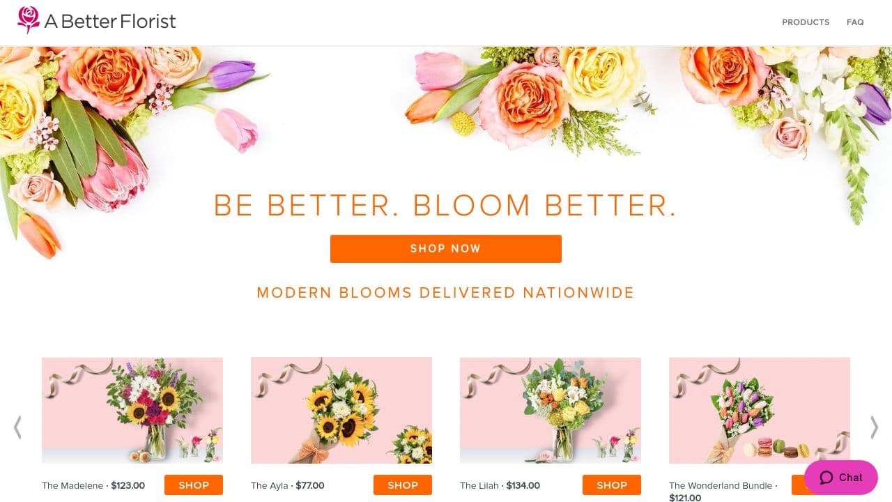 A Better Florist website screenshot