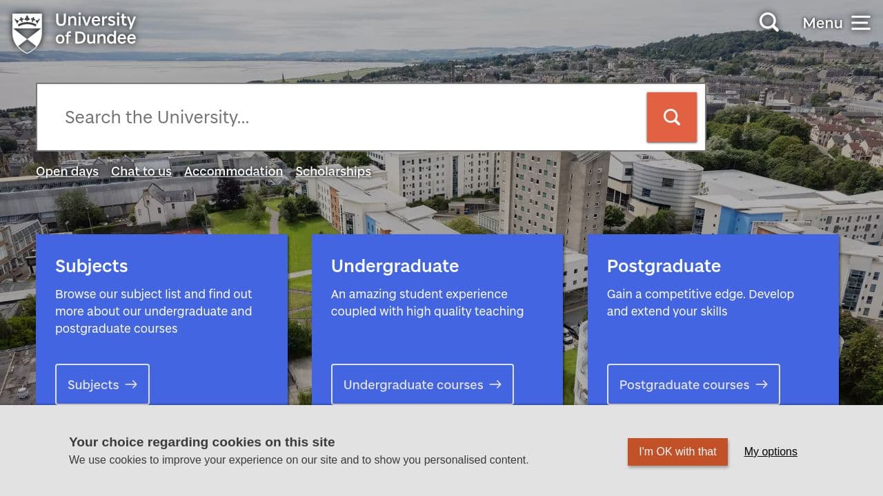 University of Dundee website screenshot