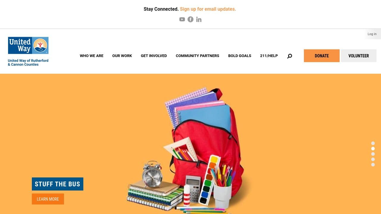 United Way of Rutherford and Cannon Counties website screenshot