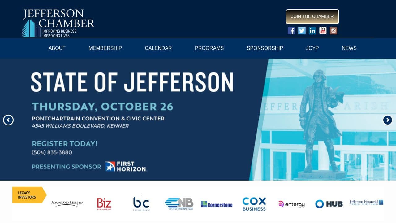Jefferson Chamber of Commerce website screenshot