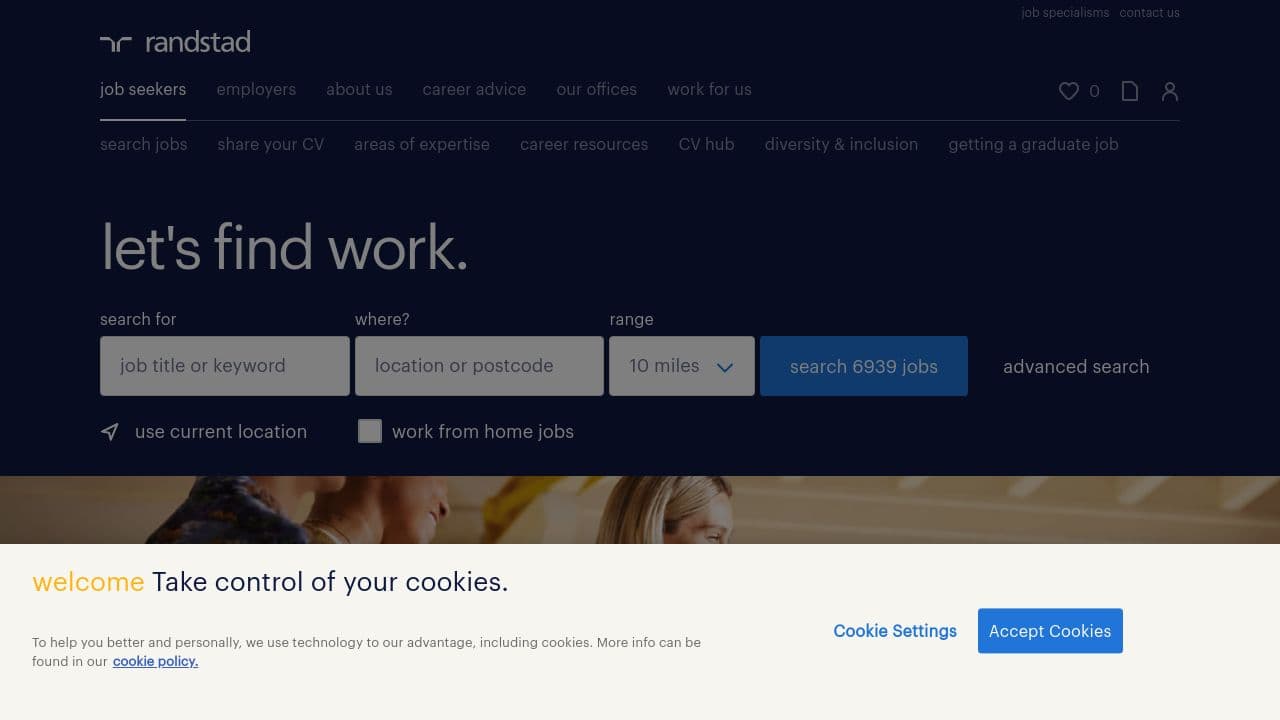 Randstad UK website screenshot