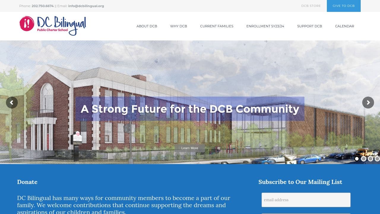 DC Bilingual Public Charter School website screenshot