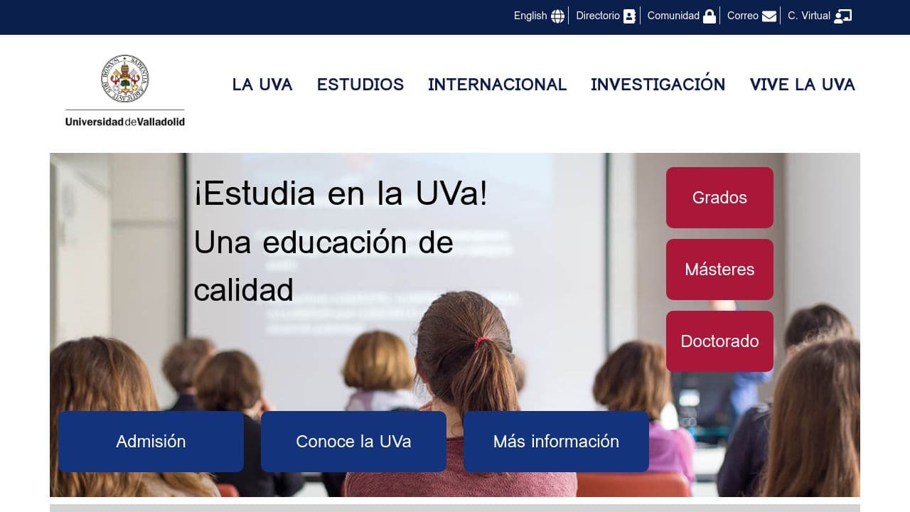 Universidad de Valladolid website screenshot