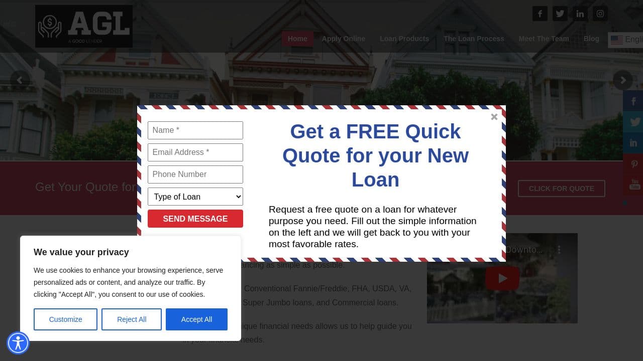 A Good Lender website screenshot