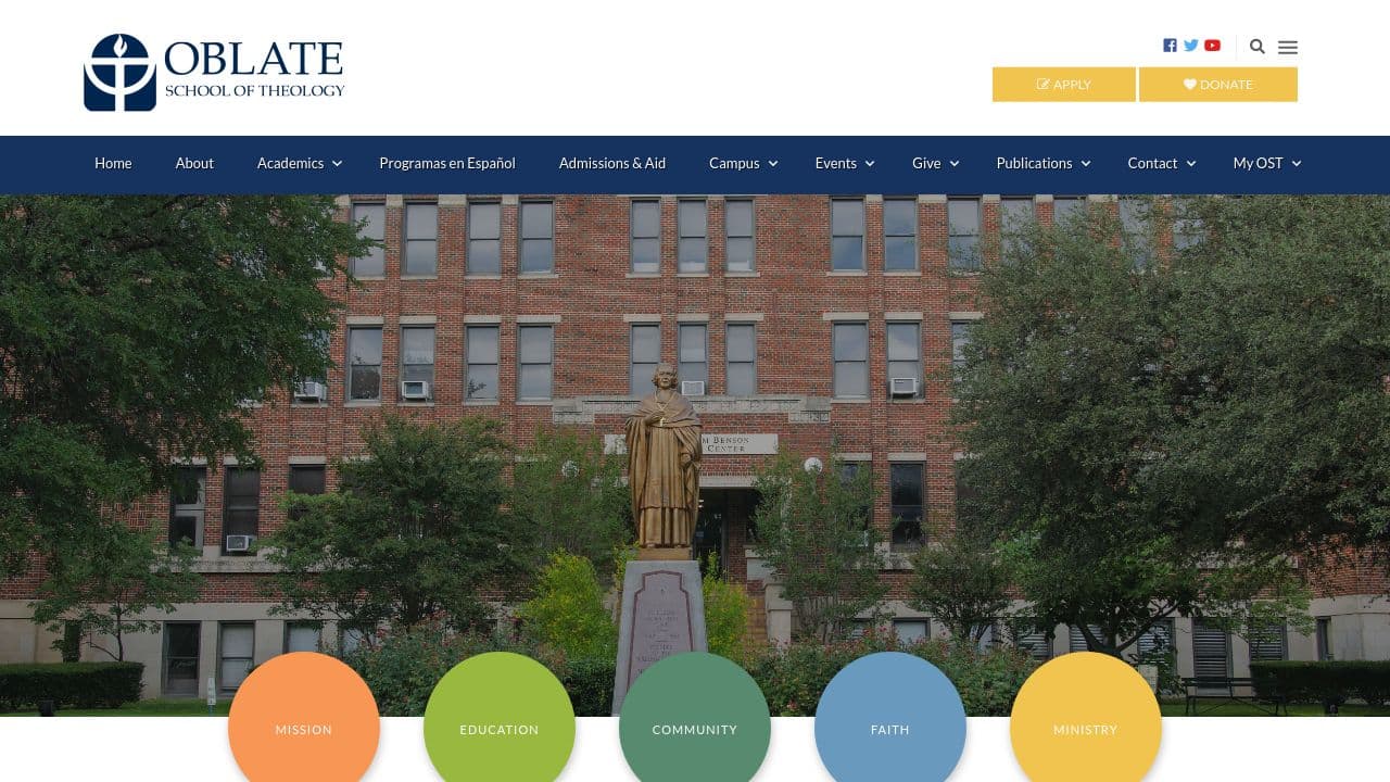 Oblate School of Theology website screenshot