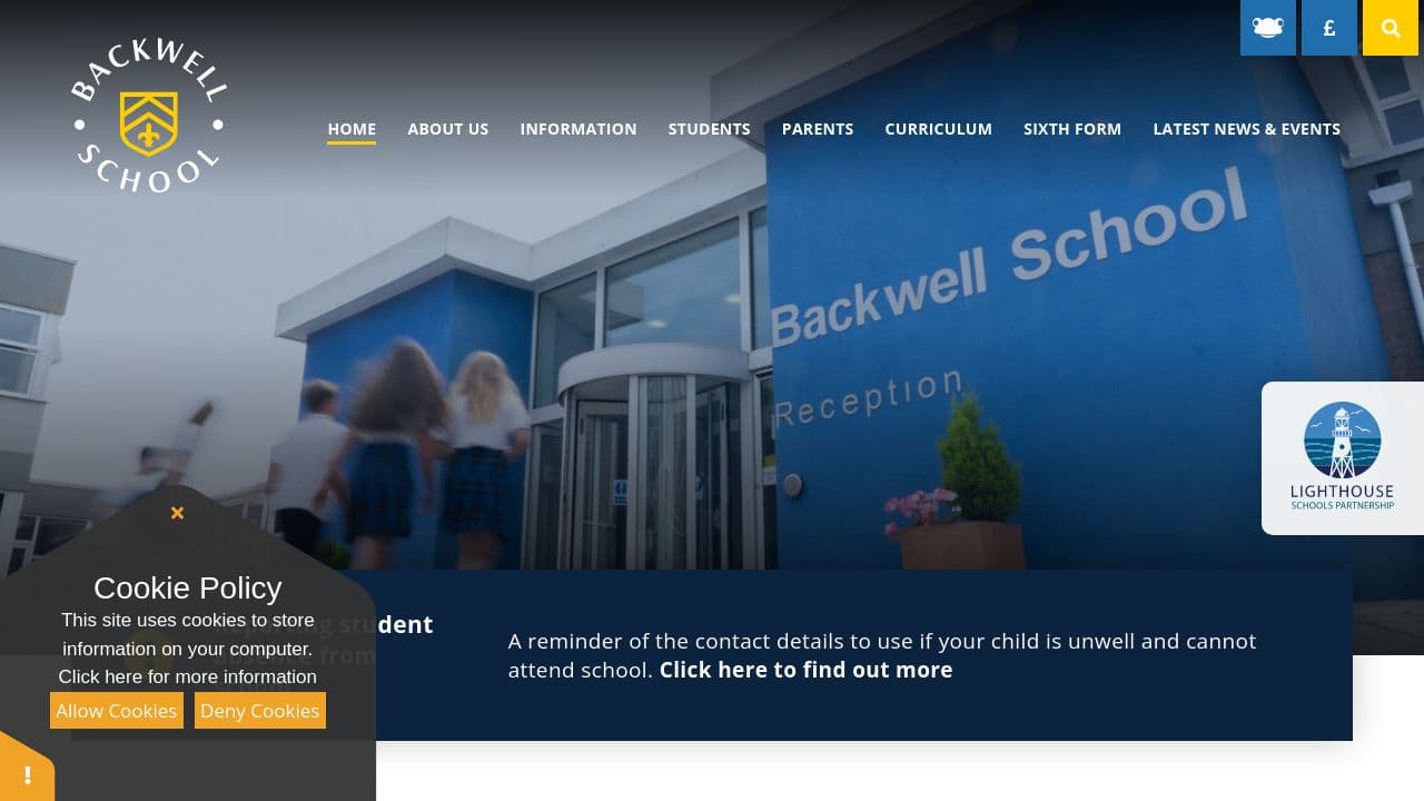 Backwell School website screenshot