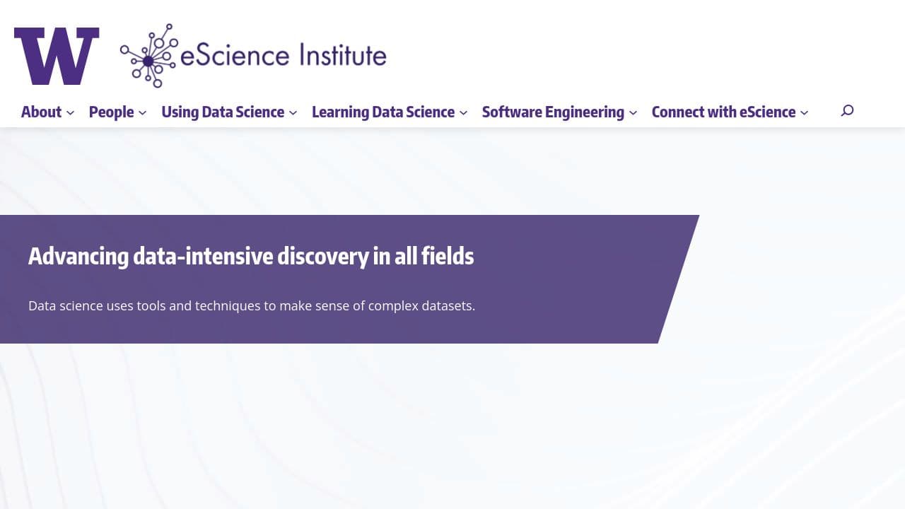University of Washington eScience Institute website screenshot