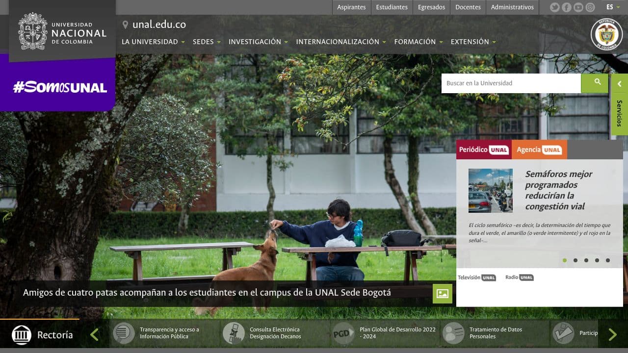 Universidad Nacional de Colombia website screenshot