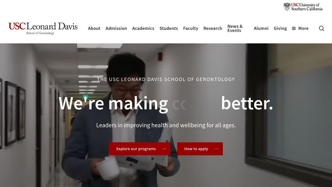 USC Leonard Davis School of Gerontology website screenshot