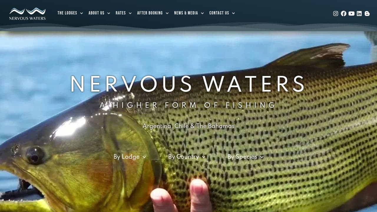 Nervous Waters Fly Fishing website screenshot