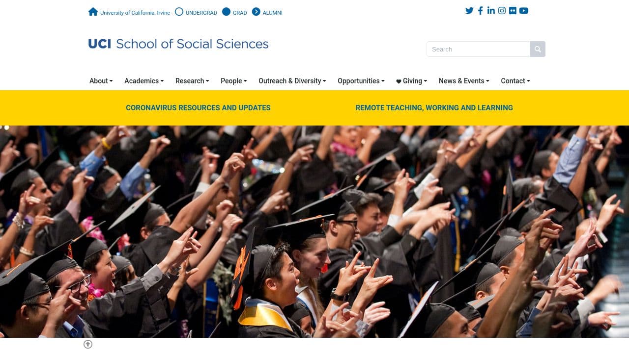 UC Irvine School of Social Sciences website screenshot