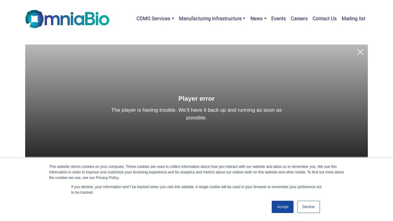 OmniaBio website screenshot