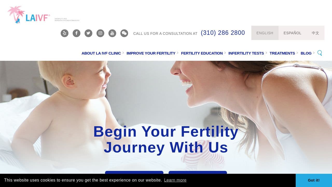 LA IVF Clinic website screenshot