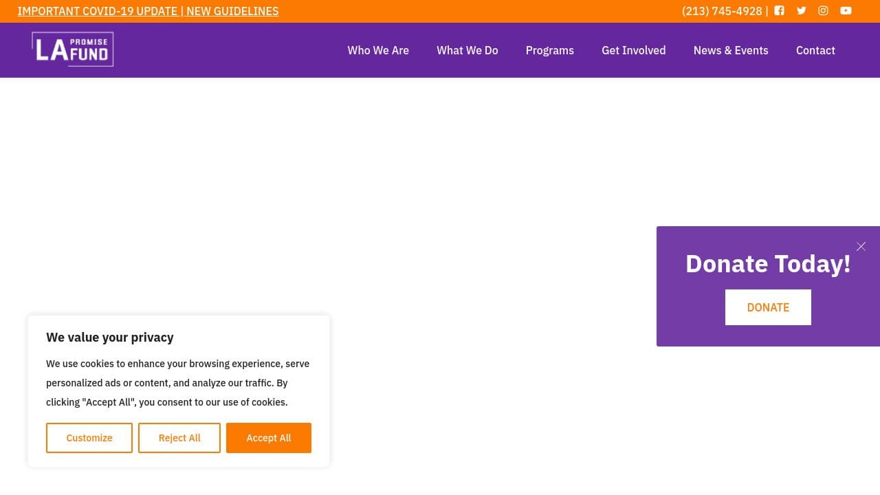 LA Promise Fund website screenshot