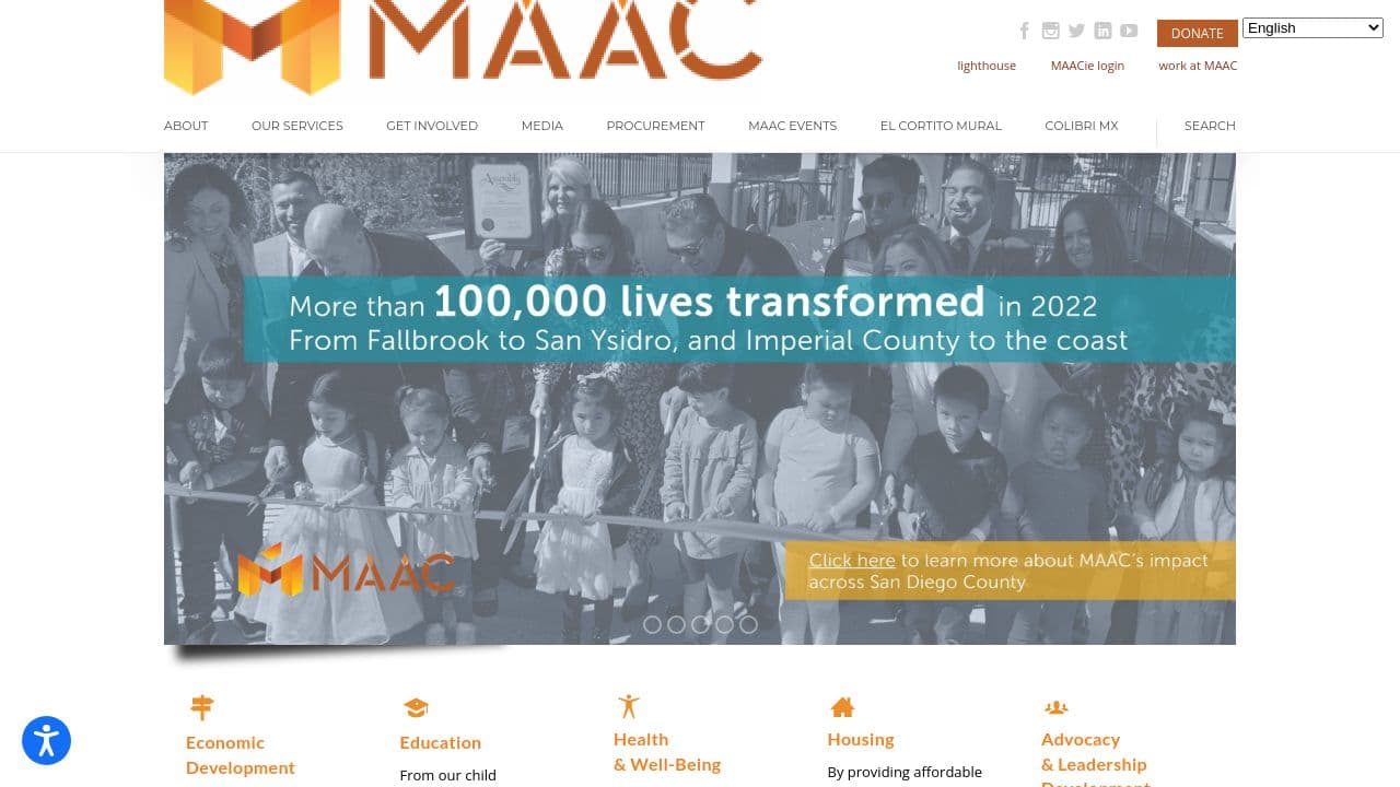 MAAC website screenshot