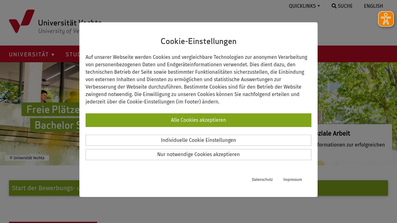 University of Vechta website screenshot