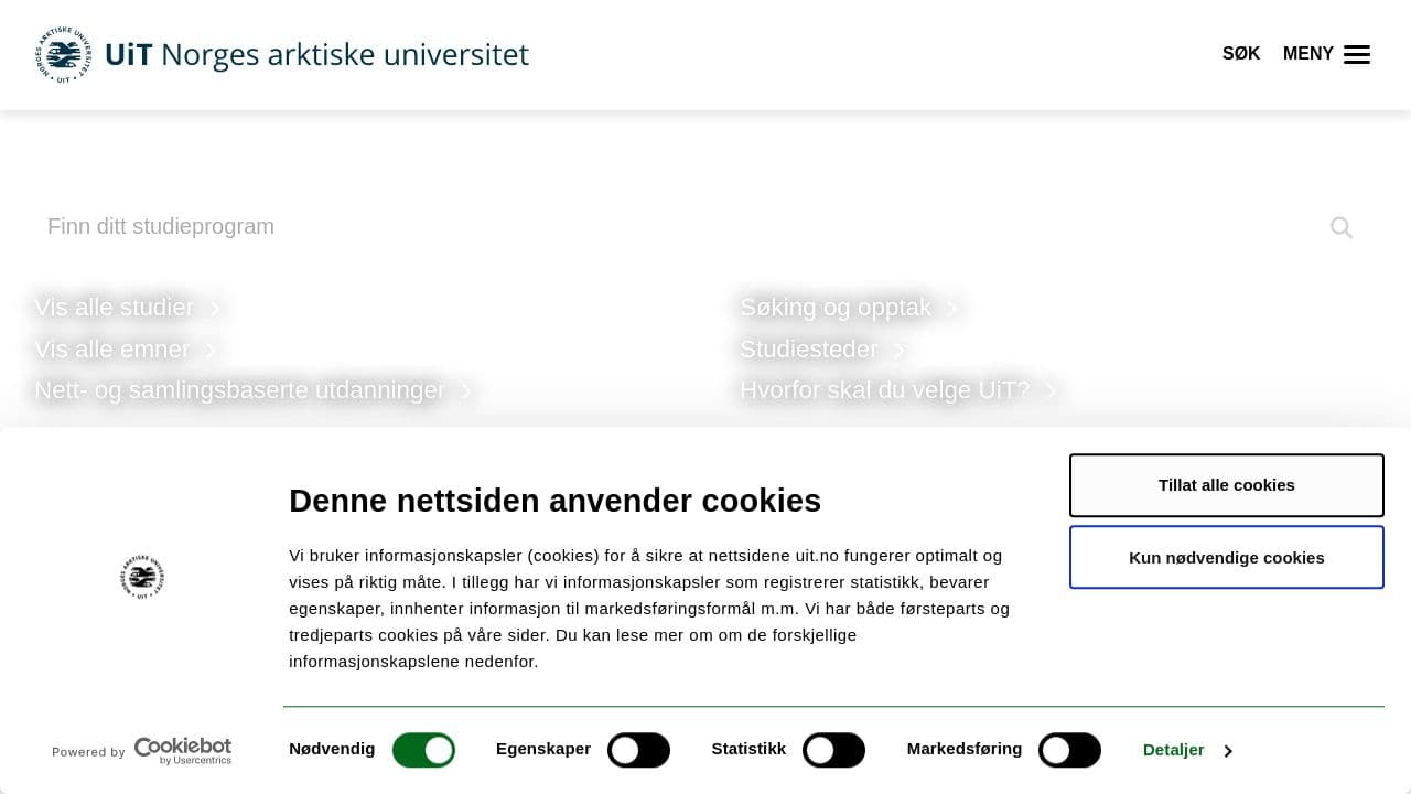 uit the arctic university of norway website screenshot