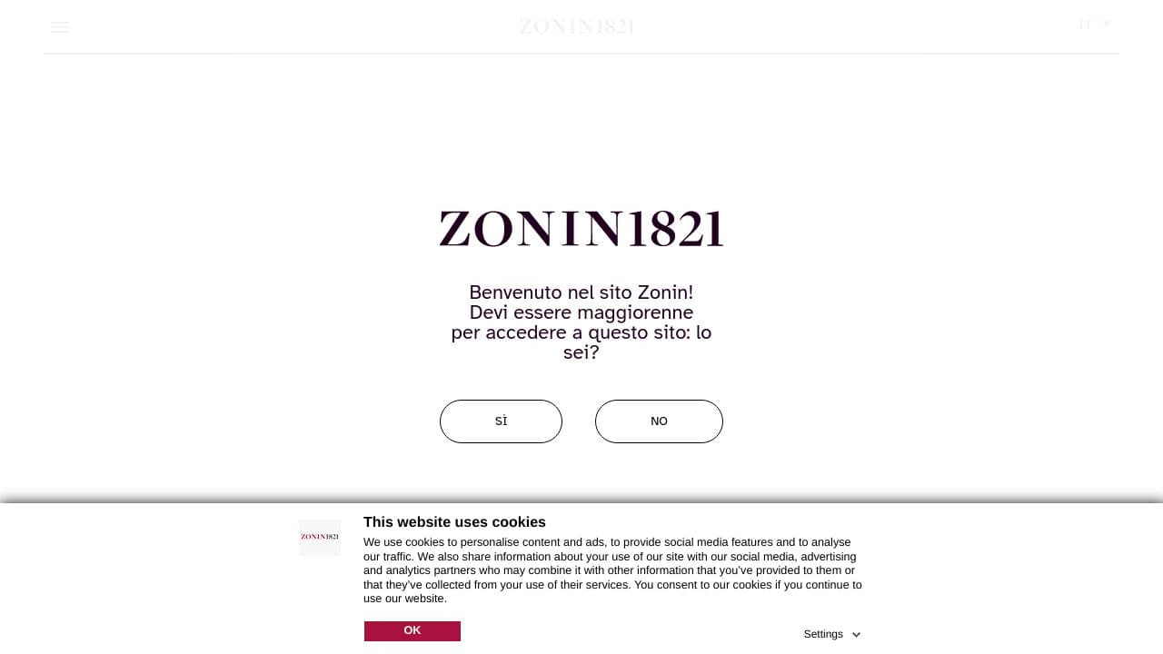 ZONIN1821 Group website screenshot