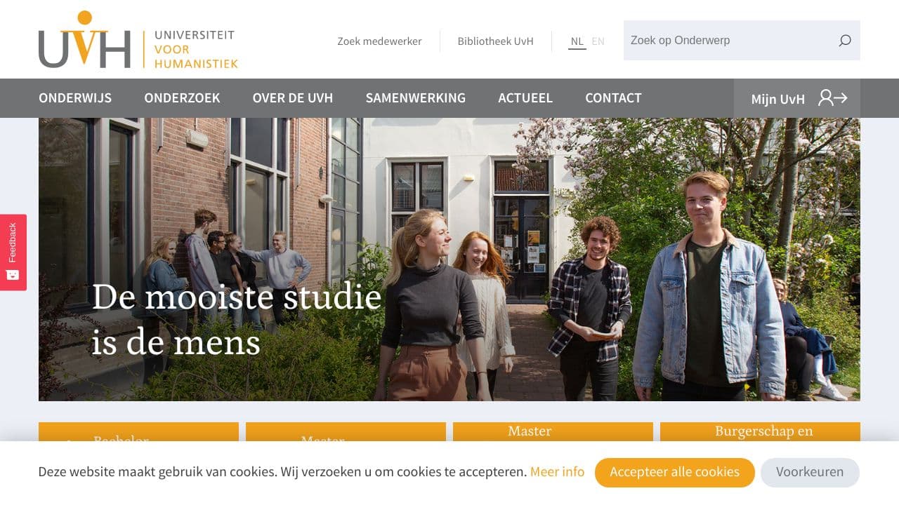 University of Humanistic Studies website screenshot